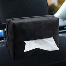 1PC Suede Plush Hanging Car Tissue Box, Delicate Plush Surface Luxury Style, Hanging Design Saves Car Space, Convenient Tissue Dispensing, Beautifies Car Interior - Faux Leather Plush Tissue Box - View 12