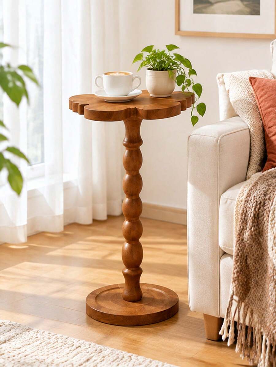 1pc Small Compact Space-Saving Multi-Functional Durable Sturdy High-Quality Wooden & Metal Butterfly Pattern Modern Vintage Luxury Side Table/End Table/Coffee Table/Desk, Suitable For Balcony, Entryway, Living Room, Home Office, Study, Dorm, Apartment Decoration, Multi-Purpose Practical - Multicolor - View 1
