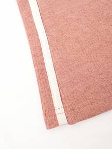 Women Striped Side V‑Neck Long Sleeve Knit Top & Flare Pants Two‑Piece Outfit, Casual Soft Loungewear Set - Pink - View 7
