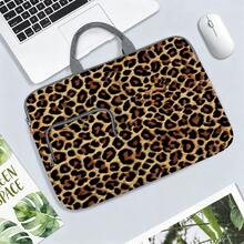 4-Color Leopard Print Laptop Bag/Storage Bag - Made Of Soft Fabric, Compatible With Various Laptop And Tablet Devices, Equipped With Outer Zipper Pocket And Fixed Handle, Large Capacity Storage, Balancing Protection And Portability, Suitable For Work, Study And Travel, Essential For Daily Commute - Grey - View 9