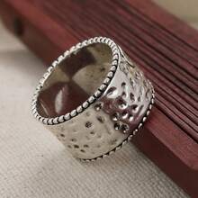 1pc Vintage Minimalist Heart Shaped Wide Band Ring For Women, Versatile Everyday Accessory - Silver - View 7