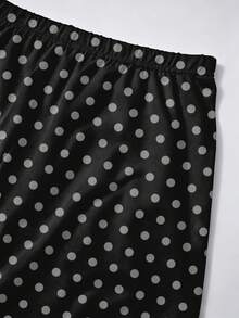 Quần legging cạp vừa họa tiết chấm bi size lớn, co giãn vừa, định hình bụng, tôn dáng cho phụ nữ đầy đặn, phong cách vintage, mặc hàng ngày và tập luyện mùa thu - Nhiều màu - Xem 9
