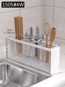 Kitchen Sink Organizer Rack, Self-Draining Kitchen Utensils And Tableware Holder, Flat Compartment Cutlery Storage Box, Kitchen Sink Knife Fork Chopstick Organizer, Flat Kitchen Utensils Storage Box, Kitchen Essential - Multicolor - View 16