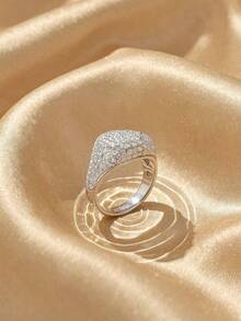 SWAROVSKI Curved Full Pave Crystal Ring, Wide Band Starry Sky Ring, Birthday Gift For Girlfriend - Silver - View 5