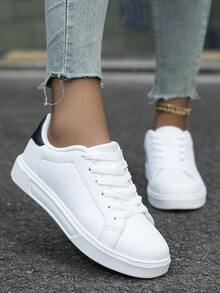 LIVEST Women's Athletic Sports Shoes, Lightweight White Sneakers, Walking Shoes With Soft Sole - White - View 2