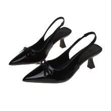 Women's Comfy And Stylish Black High Heels With A Bow-Topped Pointed Stiletto, Perfect For Fall And Winter Work, Parties, Or Weddings - Black - View 10