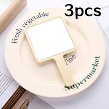 1pc Portable Handheld Makeup Mirror, Asymmetrical Creative Vanity Mirror, Small Mirror For Dorm Use - Gold - View 6
