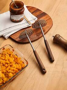 Stainless Steel Potato Masher With Wooden Handle, Handheld Potato Masher, Multifunctional Auxiliary Food Masher, Food Masher For Pumpkin, Purple Sweet Potato, Potatoes And Other Vegetables, Cooking And Kitchen Gadgets - Multicolor - View 5