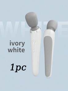 Masajeador vibratorio de mano, varita de masaje eléctrica portátil, 5 niveles de intensidad ajustables, adecuado para cuello, espalda, hombros, cintura, piernas y pies, alivia el dolor corporal, perfecto para uso doméstico, regalo ideal para esposa, esposo y amigos - Blanco - Ver 1