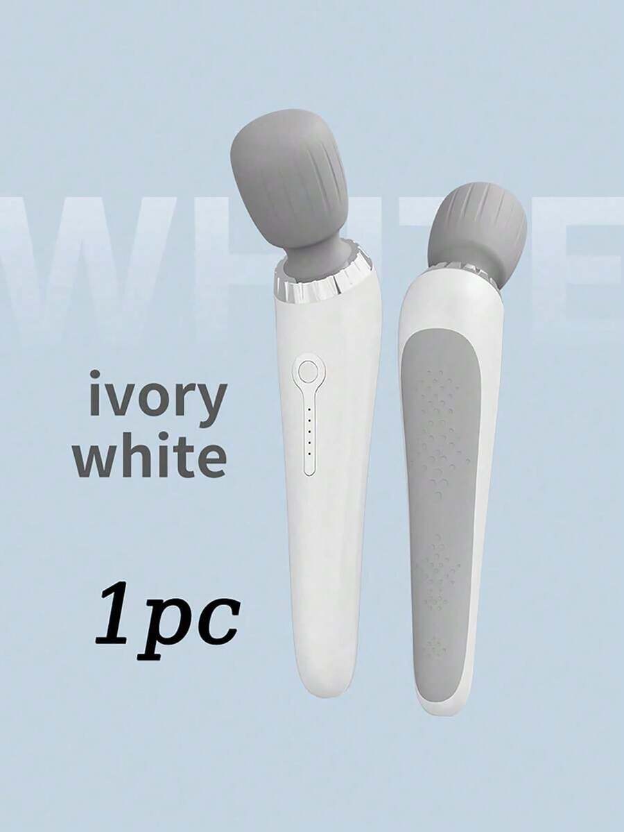 Masajeador vibratorio de mano, varita de masaje eléctrica portátil, 5 niveles de intensidad ajustables, adecuado para cuello, espalda, hombros, cintura, piernas y pies, alivia el dolor corporal, perfecto para uso doméstico, regalo ideal para esposa, esposo y amigos - Blanco - Ver 1