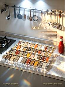 1/2/4/6pcs Expandable Transparent Acrylic Spice Drawer Organizer, Adjustable Length Spice Storage Tray For Kitchen Drawer, Cabinet, Pantry, Fits Different Drawer Sizes, Organizes Spice Bottles, Seasoning Jars And Various Condiments, High Transparency Acrylic Material, Durable And Easy To See Contents, Convenient Access, Helps Organize Kitchen Storage Space, Suitable For Home Kitchen Storage, Multiple Quantity Options Available - One Size - View 1