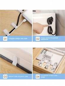 20/10pcs Solid Color Cable Management Clips, Self-Adhesive Nylon Reusable Cable Ties, Suitable For Desk, Cabinet, Home Appliance Cable Management, No-Drill Adhesive Design, Daily Use, Hook And Loop, Home Accessories, Wall Hanging, Photo Hanging, Fabric Glue, Home Decor - Multi-color - View 10