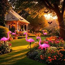 1-To-3 Flamingo Solar Lights, LED Glowing Lawn Lights, Holiday Decoration Lights, Suitable For Outdoor Garden, Yard Lawn, Balcony Patio - Flamingo 1-to-3 Cable - View 8