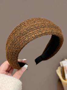 1pc Vintage Solid Color Knitted Wide Headband, Elegant High Crown Wide Headband, Versatile Fashion Hair Accessory For Women - Multicolor - View 13