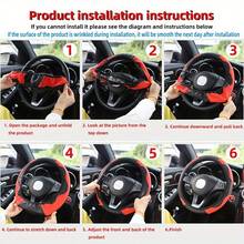 PU Leather Dual-Tone Car Steering Wheel Cover, Carbon Fiber Pattern Steering Wheel Cover, Non-Slip Steering Wheel Cover, Fits 15-Inch Steering Wheel, No Inner Ring, Car Steering Wheel Grip Accessory - Multicolor - View 6
