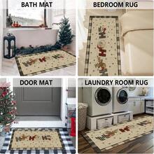 1pc Christmas Series Cartoon Snowman & Reindeer Pattern Printed Faux Wool TPR Bottom Door Mat, Bathroom Mat, Kitchen Mat, Laundry Room Mat, Holiday Atmosphere Decoration, Home Decor, Party Decor, Wedding Decor, Dining & Kitchen Decor - Multicolor - View 8
