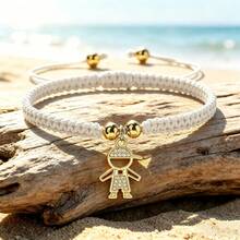 1Pc Rhinestone Little Boy Pendant Bracelet Adjustable Braided String Knot Bangles For Men Boys Cute Friendship Family Jewelry Gift - Boys - View 10