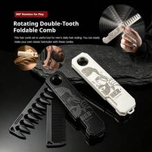 Portable Folding Hair Comb With Wide And Fine Teeth, Compact Pocket Grooming Comb For Men, Beard And Hair Styling, Travel Size, Black Or White - Multicolor - View 1