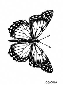 Herbal Juice Semi-Permanent Magic Tattoo Sticker, Delicate Butterfly Design, Long-Lasting 14 Days, Non-Fading, Non-Reflective, Temporary Tattoo Sticker For Arm, Shoulder, Neck, Collarbone, Back, Body, 1pc/Pack - Blue - View 6