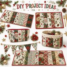10pcs Vintage Daisy Snowman Christmas Pattern Jelly Roll Fabric Strip, Suitable For Christmas Patchwork Quilts, Table Flags, Placemats, Handbags, Storage Bags, Coasters, Patchwork Blocks, And Rewinding - Multiple Styles - View 4