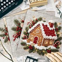24 Sheets 6x6 Inch Embroidery Style Christmas Scrapbooking Paper, Non-Repeating Warm Felt Cardstock, Vintage Gingerbread Man And Reindeer Craft Paper, Suitable For DIY Junk Journal, Precision Cutting And Holiday Greeting Cards - Square - View 6