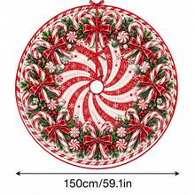 1件紅白色糖果旋渦圖案聖誕樹裙，優雅節日裝飾，5種尺寸，中性節日禮物，適用於居家與派對聖誕家居裝飾 - 紅白糖果旋渦 - 查看 12
