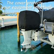 1pc Marine Outboard Engine Cover, Made Of Heavy-Duty 420D Wear-Resistant Oxford Fabric, Suitable For 6-250HP Marine Engines, Provides All-Weather Protection, Suitable For Yachts And Boat Engines - Black - View 3