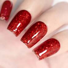 XUANYIZHI Kutek Gel Kuku Berkilau Merah dengan Hiasan Berlian Imitasi untuk Salon Kuku dan Manikur 15ML 1PC 2PCS - Burgundy - View 3