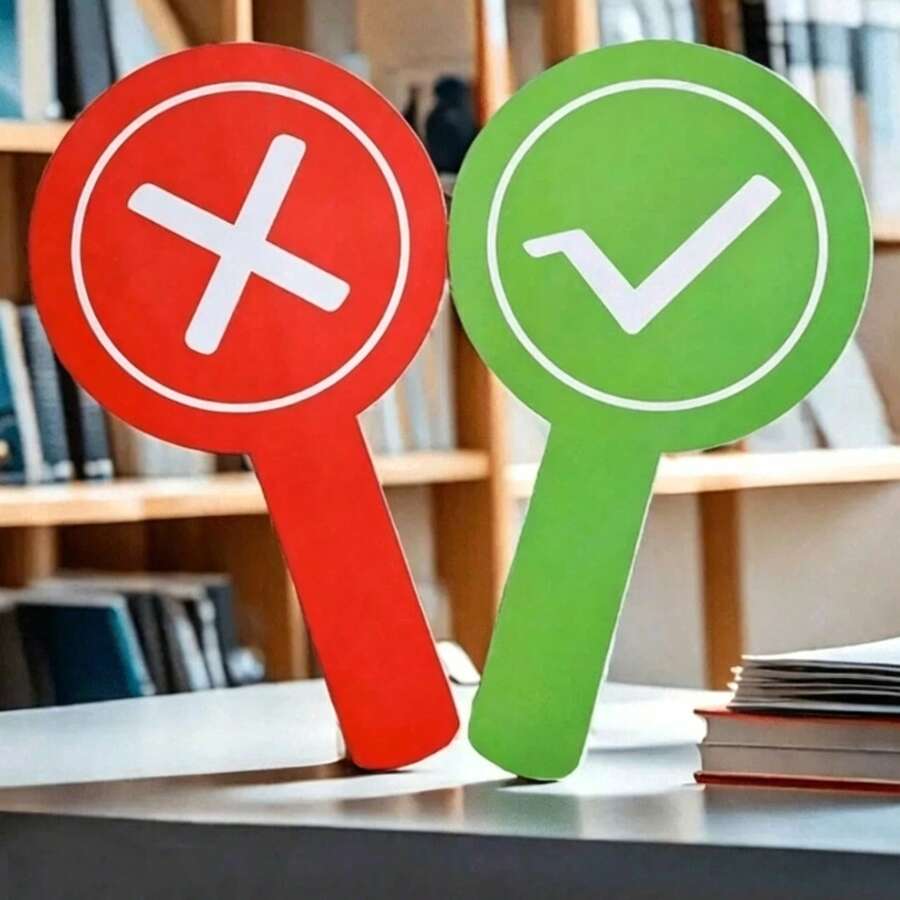 2 Buah Papan Umpan Balik Genggam untuk Kelas, Bahan PVC Dua Sisi, Indikator Jawaban Depan/Belakang/Atas/Bawah/Lanjutkan/Berhenti/Ya/Tidak - Alat Bantu Mengajar untuk Keterlibatan dan Umpan Balik Siswa (1 Desain, Satu Sisi Merah, Satu Sisi Hijau) Musim Kembali ke Sekolah - Berbagai gaya - View 1