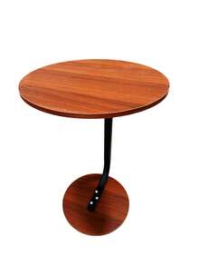 Modern Round Side Table, 40 Cm Marble-Effect & Walnut Top, 58 Cm High, Thick Steel Frame, Sofa & Bedside Accent Table – 3 Colours - Mocha Brown - View 5