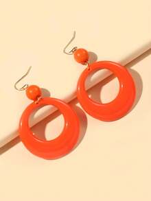 1 Pair Fashion Resin Round Long Earrings - Orange a - View 4