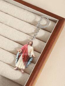 Religious Jesus Figure Keychain, Vintage Resin 3D Pendant, Bag Charm, Car Key Accessory, Faith Small Gift - A - View 6