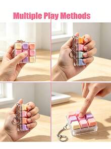 Keyboard Cube Stress Relief Keychain - Pressable Buttons, Soothing Desk And Pocket Accessory, Unisex For Adults, Car Keychain And Bag Charm, Birthday Gift, Student (Note: Non-Glowing) - Multicolor - View 5