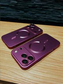 Minimalist Matte Magnetic Phone Case Compatible With Iphone 18 Pro Max 17 Pro Air 16 Plus 15 14 13 12 11, With Wireless Charging And Glass Lens Protector - Cherry Red - View 3