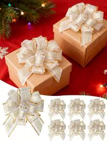 6pcs - Bowknot Gift Packaging Ribbon Bows, Christmas Large Red Ribbon Bows - Reusable Birthday Ribbon Bows For Packaging Boxes And Decorations, Gift Wrapping Wedding Baskets Birthday Party Gift Boxes And Flower Decorations, Christmas Gift Decorations, Christmas Party Supplies (White) - A - View 10