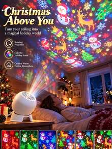 1 buah Lampu Proyektor Natal LED, Lampu Malam Proyeksi Dinamis Berputar 360°, Lampu Panggung Sudut yang Dapat Diatur Bertenaga USB, Cocok untuk Dekorasi Liburan Dalam Ruangan, Kamar, Natal, Paskah, dan Pesta. - Cahaya proyeksi dinamis - View 2