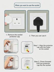 10 Pcs Toddler White Socket Protector Caps, Childproof Outlet Plug Safety Covers, Anti Electric Shock Guard, Baby Room Safety Supplies - Multicolor - View 6