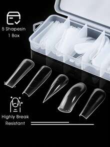 75pcs Dual Nail Forms Set, 5-Shape 15-Size Reusable Clear For Poly Gel Nail Molds, Nail Extension Forms For Poly Gel Manicure Nail-Salon Supplies - Clear - View 2