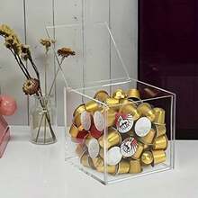 1pc Coffee Capsule Storage Box With Lid, Acrylic Material, Suitable For Capsule Coffee Machine, Coffee Capsules, Tea Bags And Candies, Transparent Dust-Proof Reusable Container, Ideal For Office, Kitchen And Coffee Shop Use - Multicolor - View 1