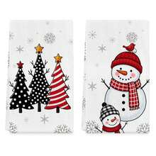 2pcs/Set Dish Towels, Winter Kitchen Towels, Seasonal Microfiber Dish Cloths With Classic Polka Dot Christmas Tree And Large/Small Snowman Designs, Seasonal Gift Home Decor, 40 X 60 Cm Kitchen Towels - Multicolor - View 9