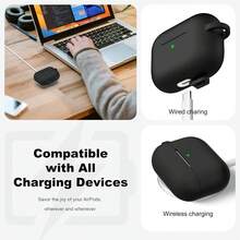 1pc Black Silicone Case + Runway Style Round Buckle Earphone Case Compatible With Apple 1/2/3/4 Generation Pro/Pro 2/Pro 3 Shockproof Protective Cover New 4th Generation - Black - View 5