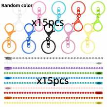 30pcs Colorful Metal Keychain Making Kit, Includes Lobster Clasp, Swivel Trigger Hook, Split Key Rings, Bead Chains And Connectors, Suitable For Keychain Making - Multicolor - View 7
