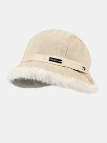 Solid Color Fluffy Bucket Hat, Thickened Warm Winter Hat For Women And Men, Wide Brim, Face-Slimming, Versatile, - Multicolor - View 4