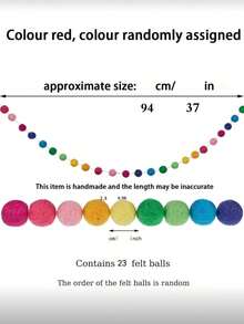 Colorful Felt Ball Wreath, Handmade Felt Ball Wreath, Wall Christmas Tree Decor (Rainbow) - Multicolor - View 5