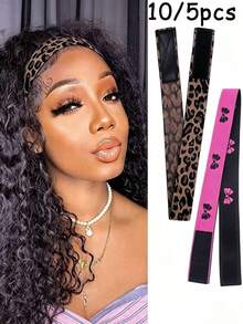 10/5/1pc Rose Butterfly Leopard Print Headband Wig Fixing Band, Adjustable Elastic Multi-Functional Headband With Hook-And-Loop, Suitable For Daily Outings, Sports, Home Use - Multicolor - View 1