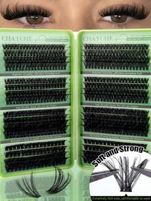 576/592/740pcs D Curl Cluster False Eyelashes Set, Thick Fluffy Detachable Eyelash Extension Kit, Big Eye Effect, Lightweight Reusable, Large Capacity Single Cluster Eyelash Set, Soft Natural 3D Effect Eye Makeup, Portable Travel Pack - Multicolor - View 20