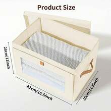 1pc Front Opening Transparent Window Storage Box, Stackable Organizer Bin With Board Support, Reinforced Handle, Foldable Space-Saving, Underbed Storage - Multicolor - View 8