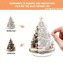 2D Flat, 1pc Rotating Christmas Tree Ornament With Nativity Scene, Rotating Base, 360° Rotation Motion, Acrylic Desktop Decoration With Snow Branches, Gift And Adult Relaxation Stress Relief Toy - A - View 2