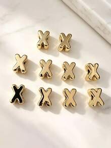 10pcs Optional Gold/Silver Large Hole 26 Uppercase Alphabet Beads Electroplated DIY Phone Chain Keychain Bag Charm Jewelry Accessories - Multicolor - View 35