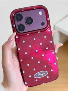 Casing Ponsel Bergaya Bling Merah Ceri dengan Tekstur Glasial dan Pola Polkadot Biru Mengkilap, Kompatibel dengan iPhone 18 Pro Max 18Pro 17 Pro Max 17 Pro 16 Pro Max 15 Pro Max 14 Pro Max 13 Pro Max 17 16 15 14 Plus 13Pro 11 12 Pro Max. Casing Pelindung Anti Jatuh Warna Kontras Lucu, Hadiah, Pelindung Lembut. - Merah ceri - View 6